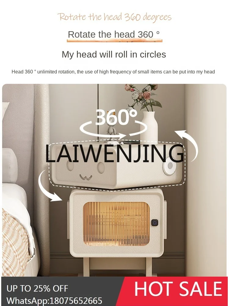 Cream Style 40cm Bedside Table Wireless Bedroom Bedside Robot Narrow Cabinet