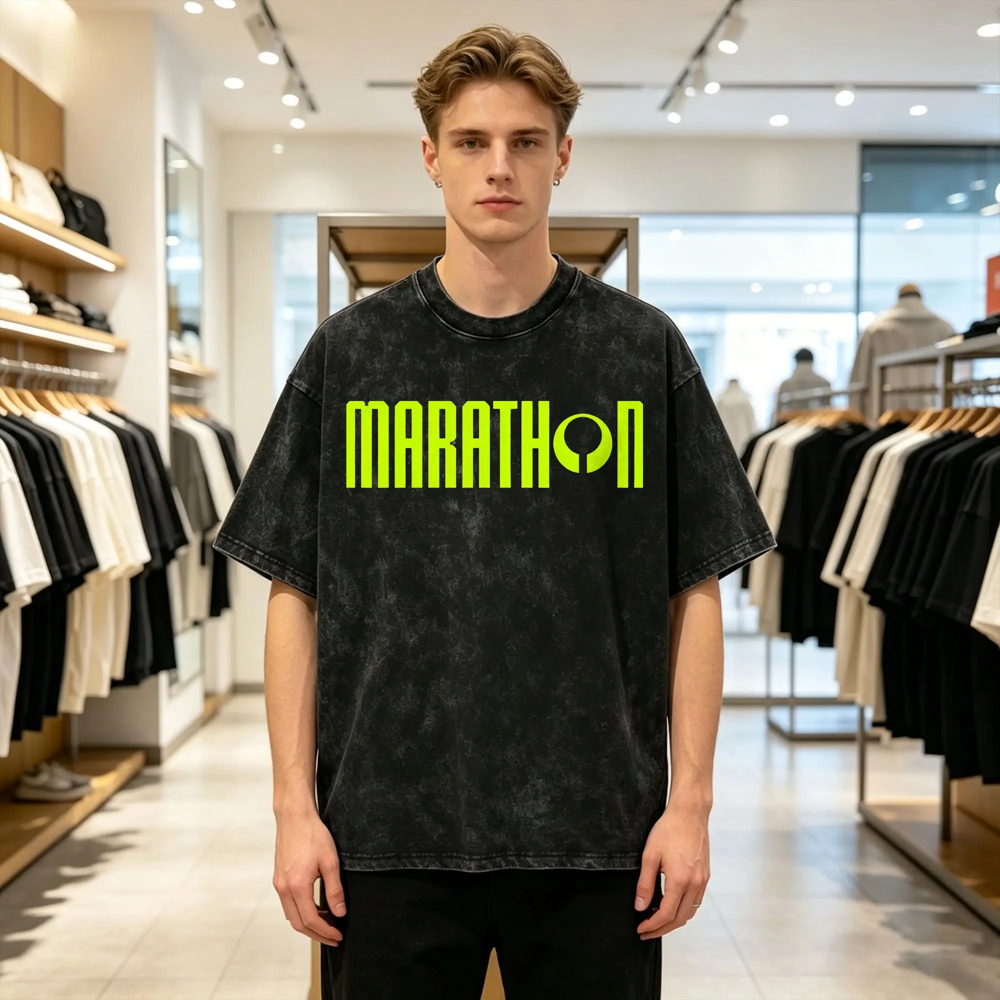 Marathon Game 2026 Men's T Shirt Washed  Casual Tees Short Sleeve O Neck T-Shirts Cotton Plus Size Clothes