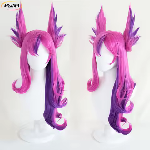 High Quality LOL Star Guardian The Rebel Xayah Cosplay Wig Heat Resistant Synthetic Hair Anime Wigs + Wig Cap
