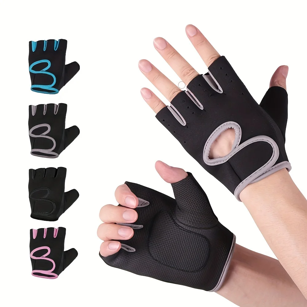 Unisex Rutschfeste Fitnesshandschuhe, Atmungsaktiv Leicht Halbfinger mit Stoßdämpfung für Gewichtheben, Fitnessstudio-Training & Sport
