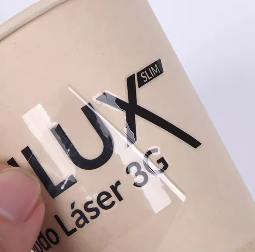 Customized UV logo, durable 3D metal embossed vinyl sticker label, candle process packaging, gold foil transfer sticker