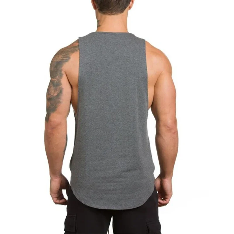 Mens Running Sport Solid Color Muscle Tank Tops Cotton Breathable Gym Sleeveless T-Shirt Fitness Training Undershirt