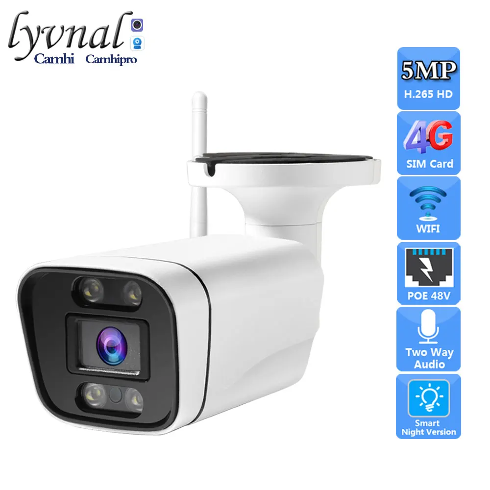 

3G 4G SIM Card HD 5MP Wireless Security IP Camera Wifi Two Way Audio POE 48V AI Humanoid Alarm Color Night Vision Outdoor