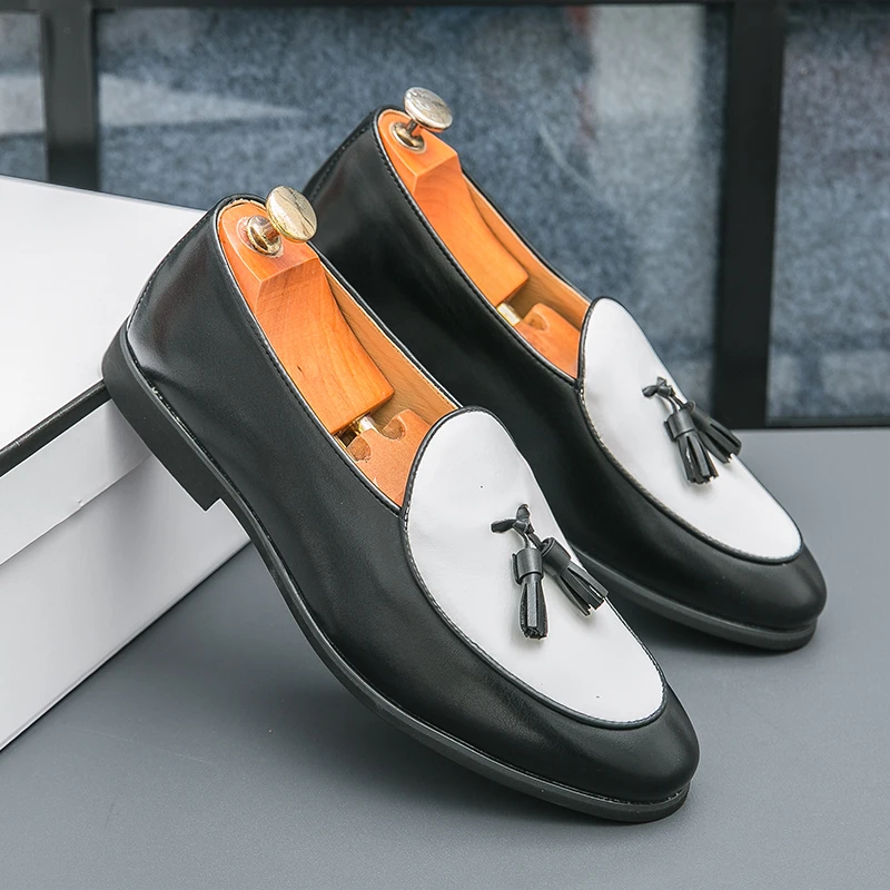 

HKDQ Классические мужские лоферы с кисточками, модельные туфли с низким вырезом, удобные мужские кожаные туфли, офисные туфли без шнуровки для мужчин, большой размер 38-46