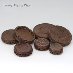 Solid wood circular handicrafts bonsai teapot Incense burner Buddha statue mahogany base home decoration Sculpture handicrafts