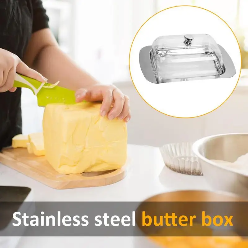 Butter Cutting Storage Box Transparent Butter Container Household Kitchen Baking Cheese Keeper Tray With Lid For Refrigerator