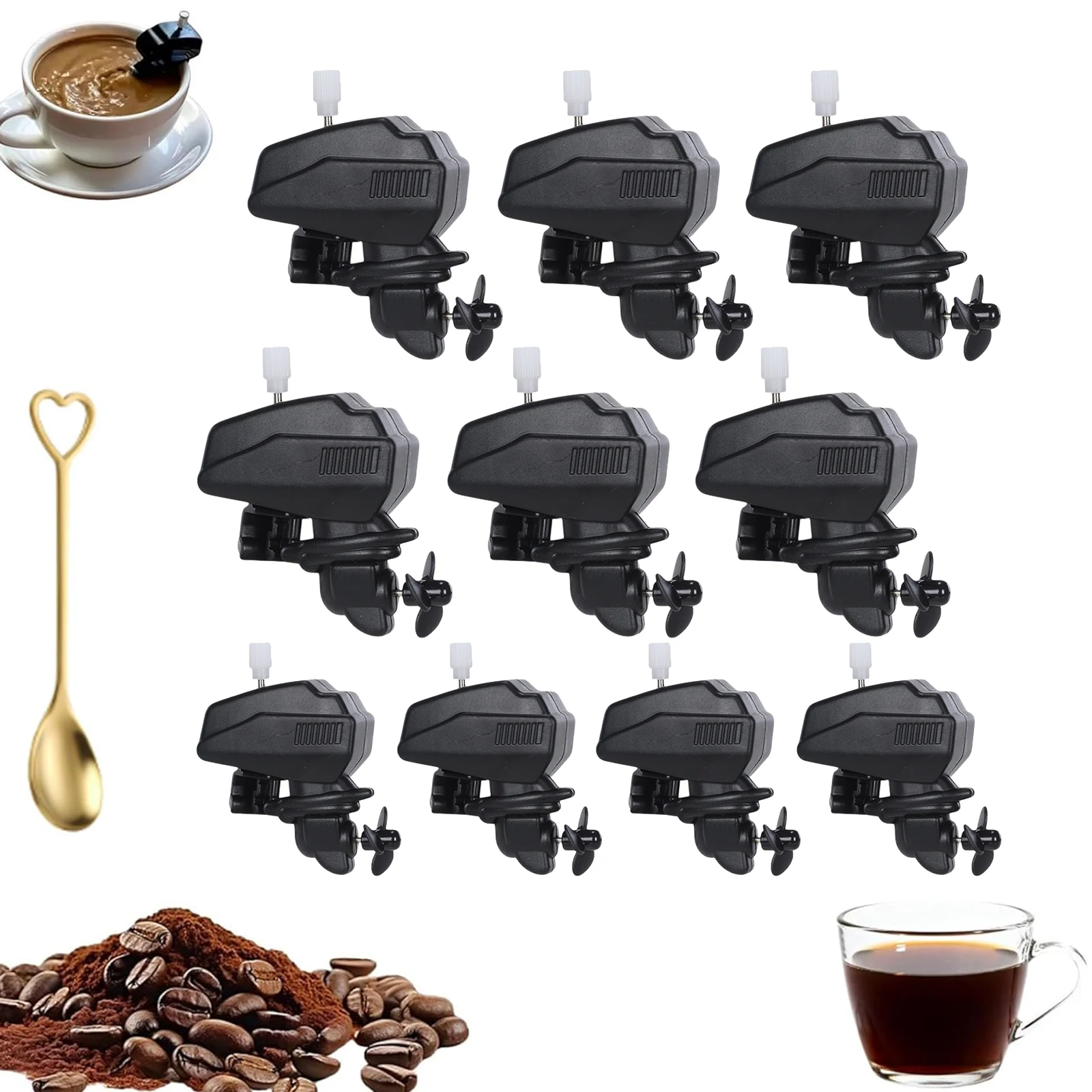 10 Pcs Boat Motor Coffee Stirrer Wind Up Outboard Motor Coffee Mixer Small Electric Drink Mixing Gadget