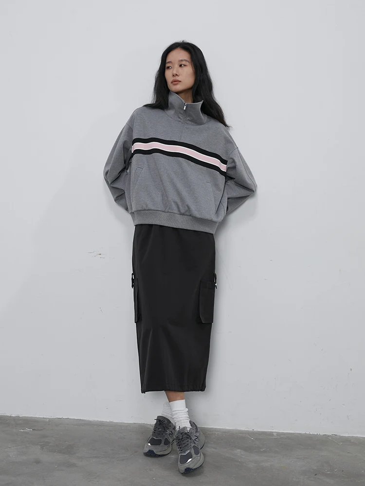 

High Densi Air Layer Knitted Ne Sweatirt Women's Loose Top oulder Drop Sle by Blank Label Fall Season Polyeste...