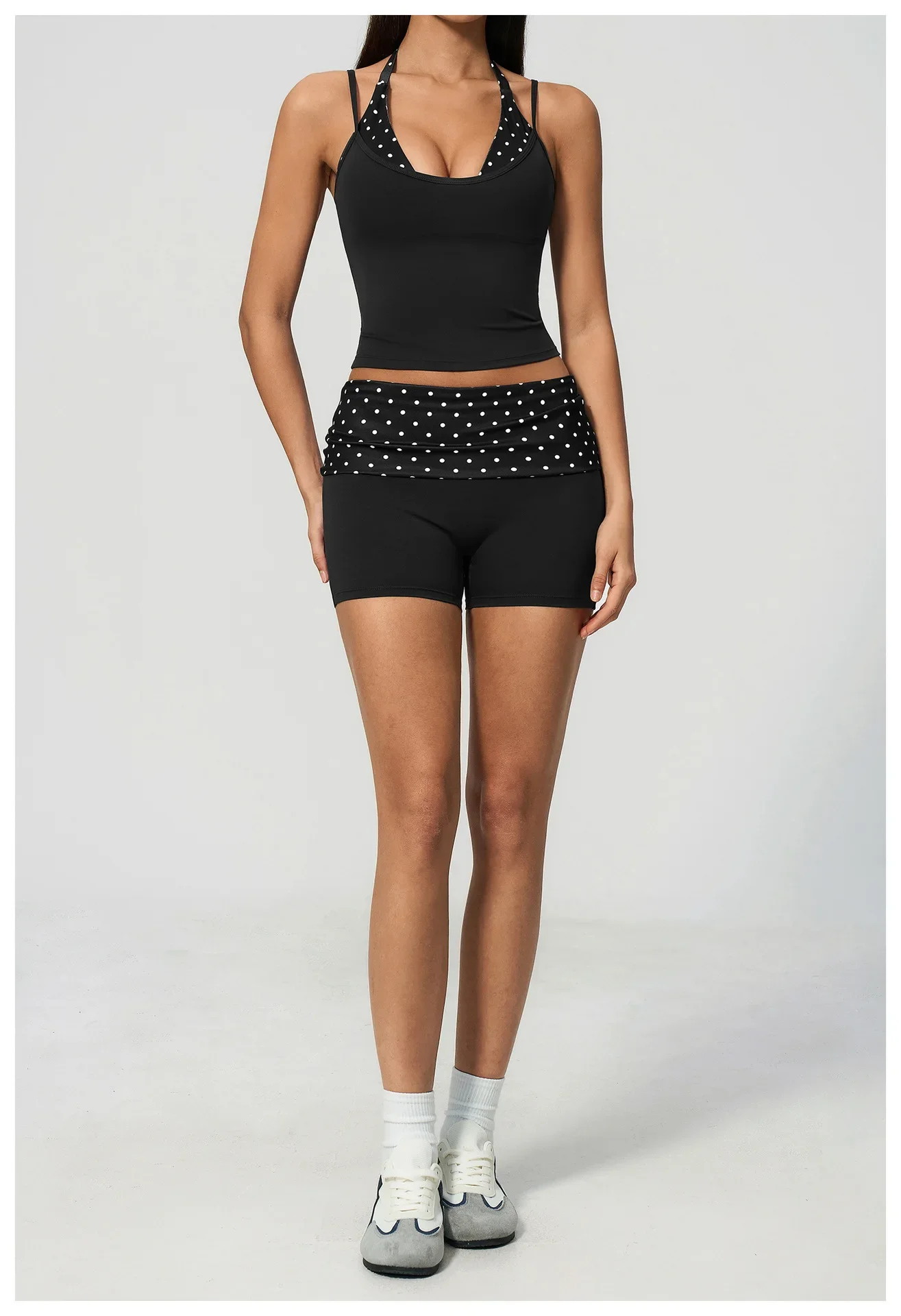Polka Dot Yoga Tank Top Stoßfestes gestreiftes Fitness-BH Gym Workout Weste Atmungsaktives Sport-Top Neckholder Sportweste mit schönem Rücken – Detail 35