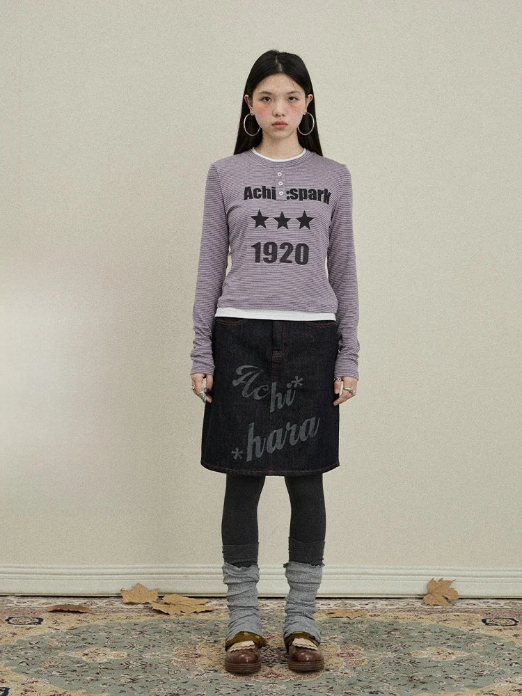 

Achihara Striped Long Sve Base irt Women's Commute Sle T-irt Inner And Outer Wear Spring Autumn 2025 New Arrival