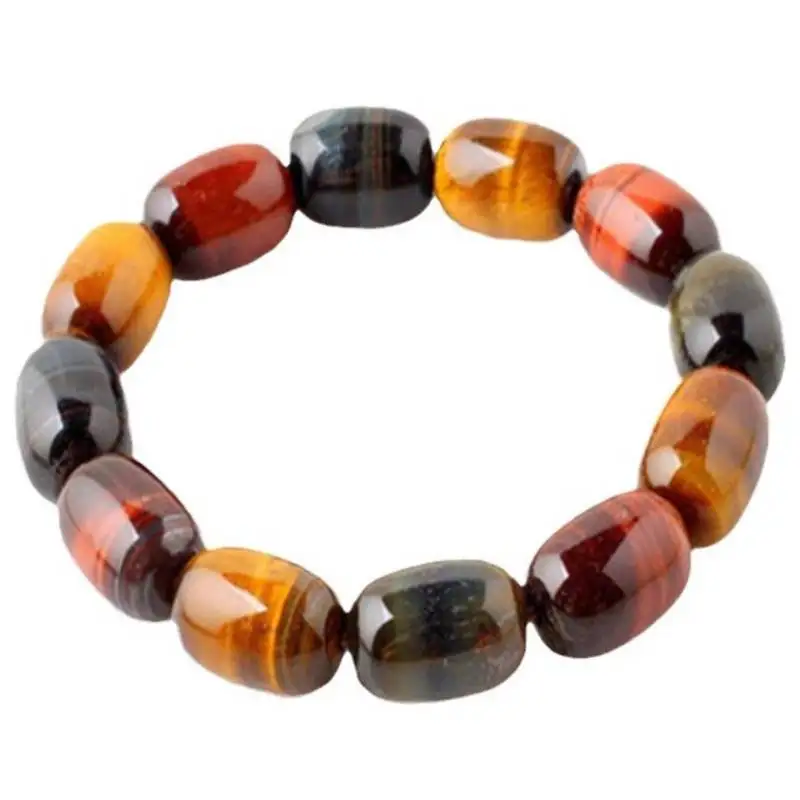 Natural tiger Eye barrel bead cuff Men's bracelet 10 x 14 mm Minimalist Link Semi-Precious Stones Beaded Office Wear Cuff Party