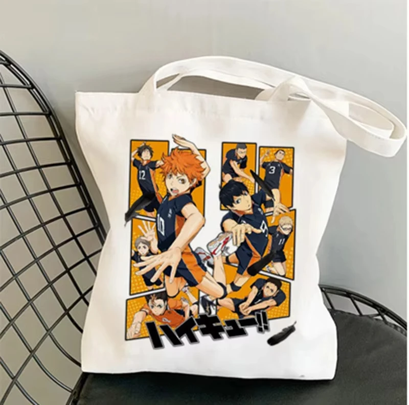 Fashion Haikyuu Anime Printing Ladies Shoulder Bag Casual Tote Eco Large Capacity Portable Travel Shopping Bag Schoolbag Gift