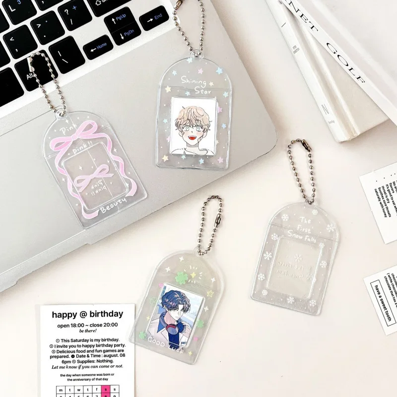 Cute Element Star 2-Inch 1-Inch ID Photo Storage Card Holder Star Chasing Display Bag Small Pendant