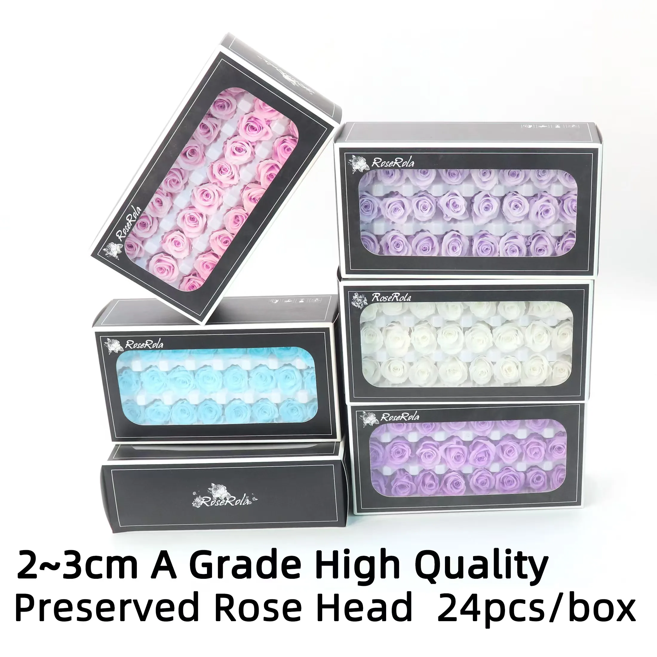 24pcs A Grade 2-3CM Preserved Mini Roses Heads Real Eternal Rose Head for Valentine's Day Mother'S Day Wedding DIY Gift