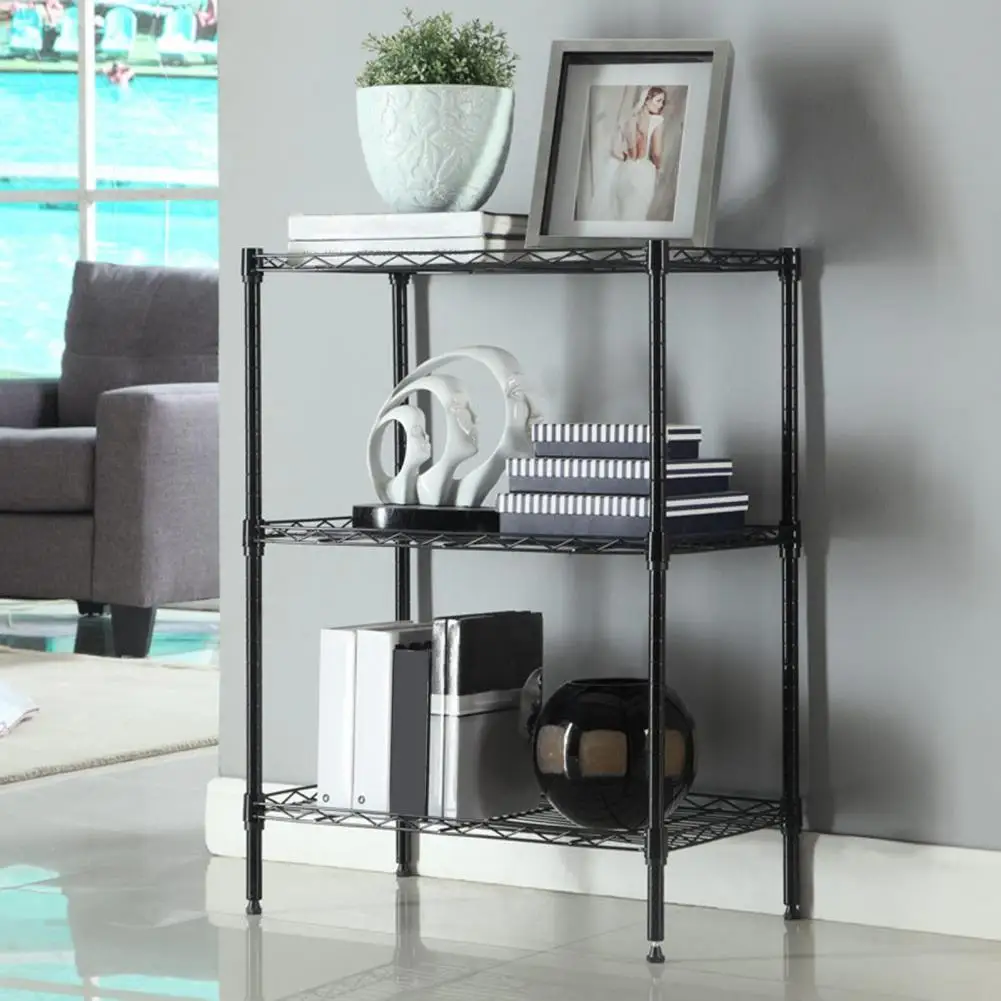 

Bathroom Shelf, Adjustable Feet 3 Tiers Metal Detachable Storage Rack, Strong Load-bearing Bathroom Standing Storage Shelf