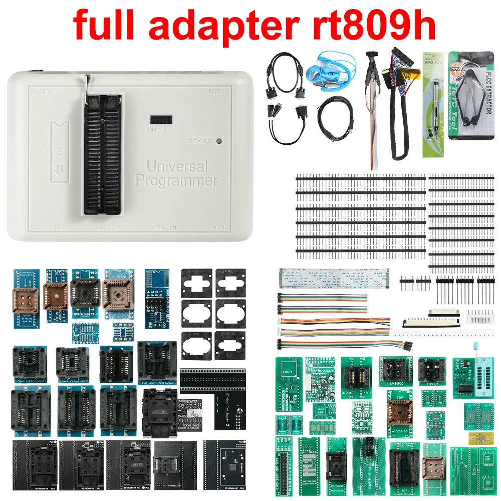 Original RT809H + 58 Adapters Programmer with BGA Adapters EMMC-Nand FLASH Extremely Series Set +Edid Cable + CABELS EMMC-Nand