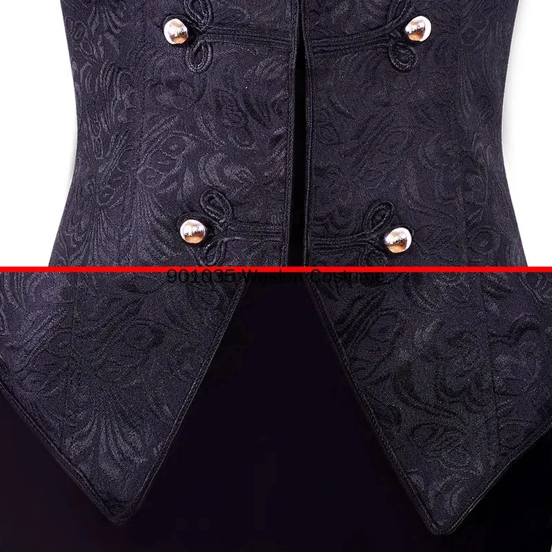 ☣2026 Men's Medieval Pirate Waistcoat Vest Vintage Steampunk Jacquard Swallowtail Top Noble Costume Renaissance☣~! view 5