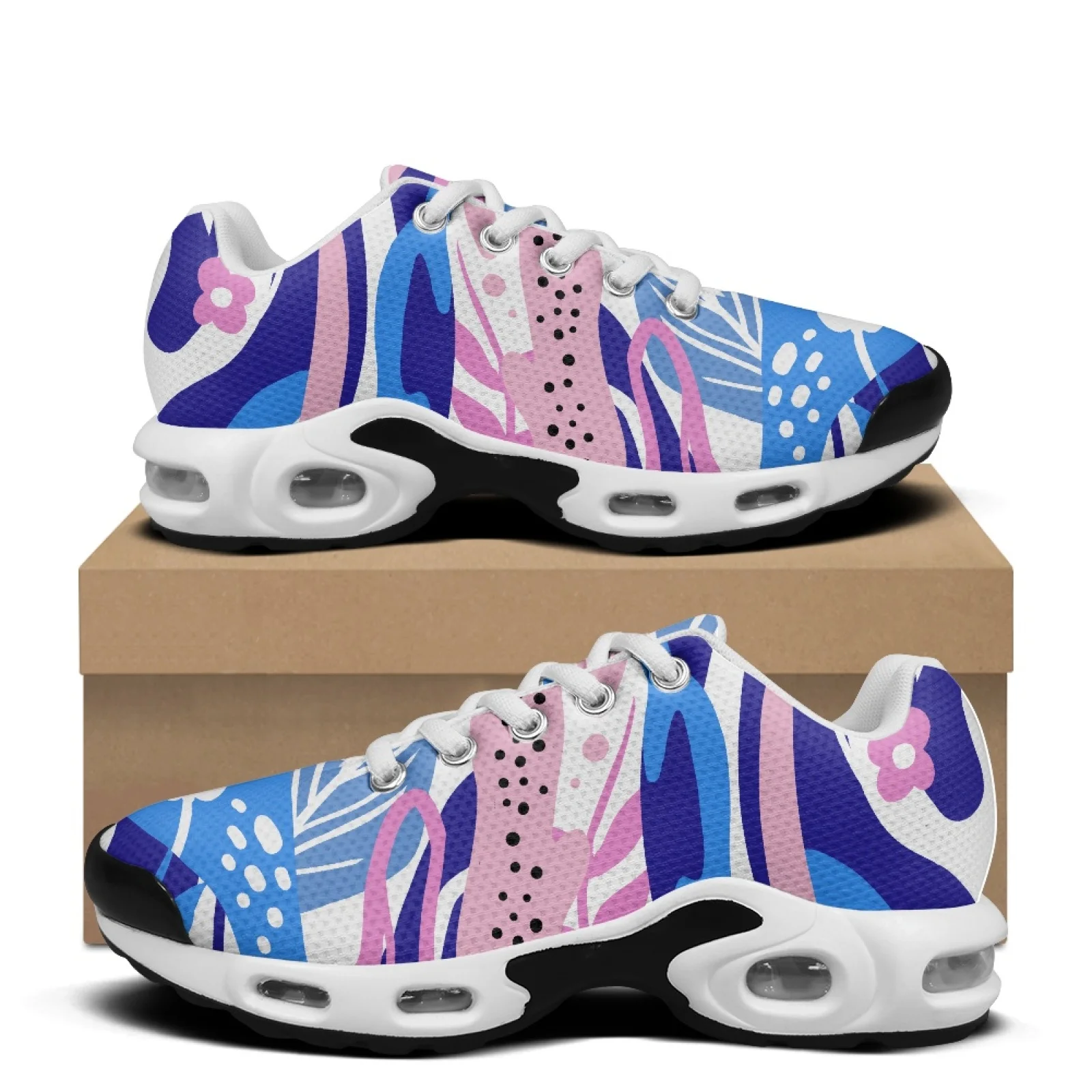 

XIXIRIMIDO Air-Cushioned Sneakers Women's Running Shoes Men's Commuter Shoe Lightweight Breathable Comfortable Abstract Geometry