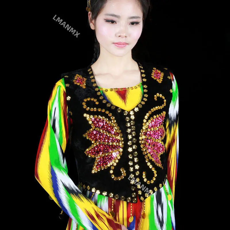 

Xinjiang dance sequins vest stage performance handmade vest shoulder women adult vest dance props ethnic dance