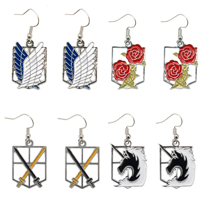 Anime Attack On Titan Drop Earring Attack Wings Shingeki Cosplay Dangle Earrings For Women Girl Ear Charms Party Gifts