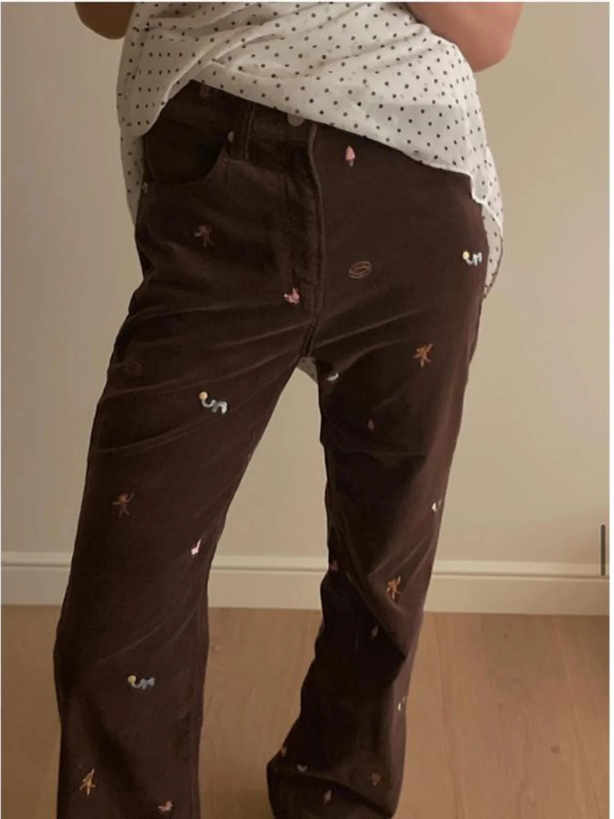 レディース ブラウン バギー コーデュロイ パンツ ヴィンテージ Y2K ストレートパンツ 原宿系 オーバーサイズ ハイウエスト トラウザーズ 2000年代風 2025