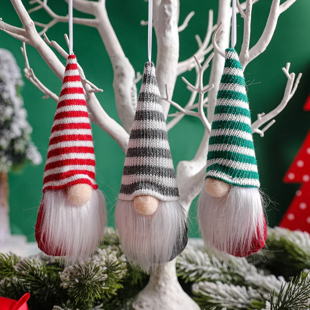 Christmas Dolls Decoration Knitted Faceless Gnome Pendant Plush Doll Ornaments For Navidad Pendants Christmas Gifts New Year