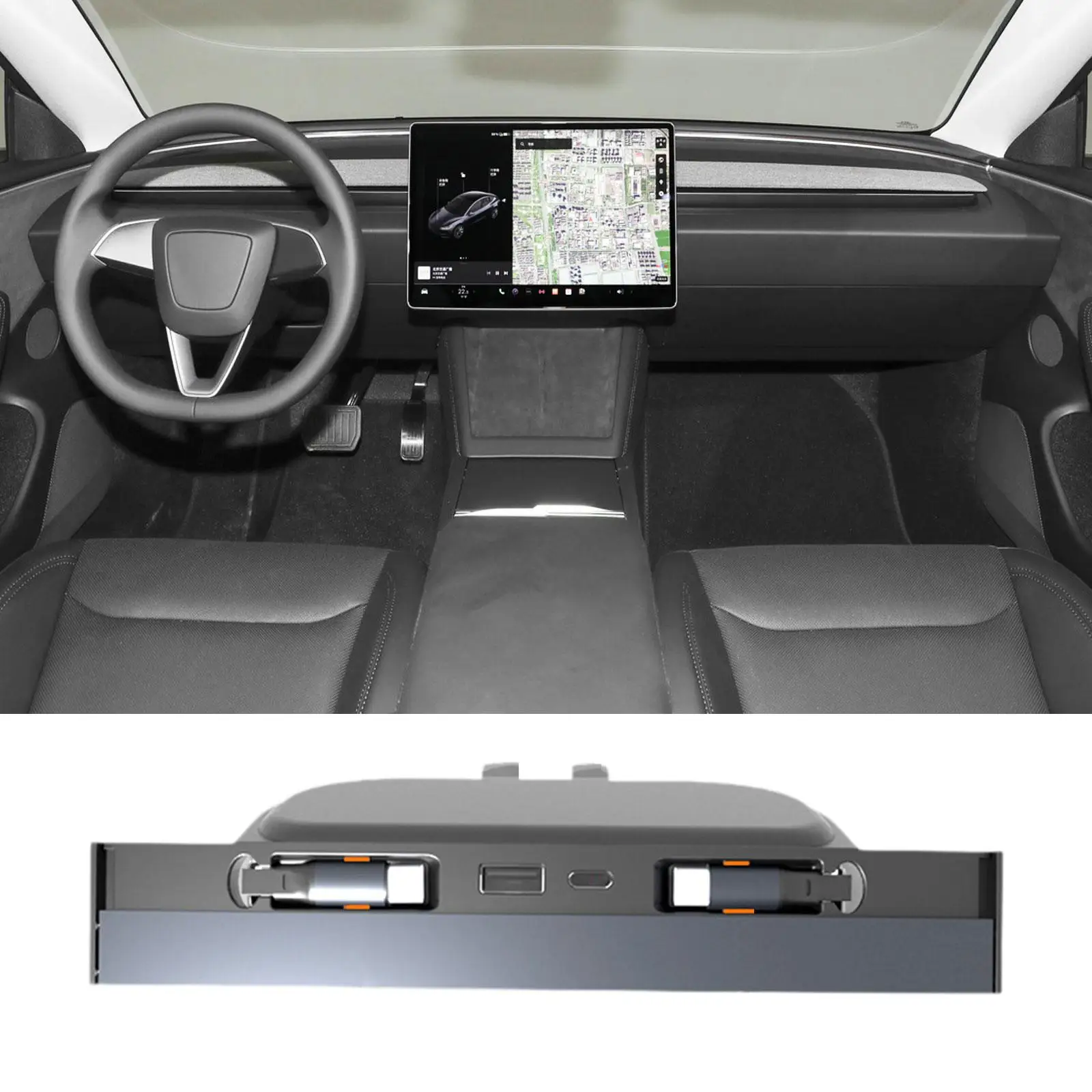 

Center Console USB Hub Replace Fast Charging Cables for Tesla Model 3/Y Cars