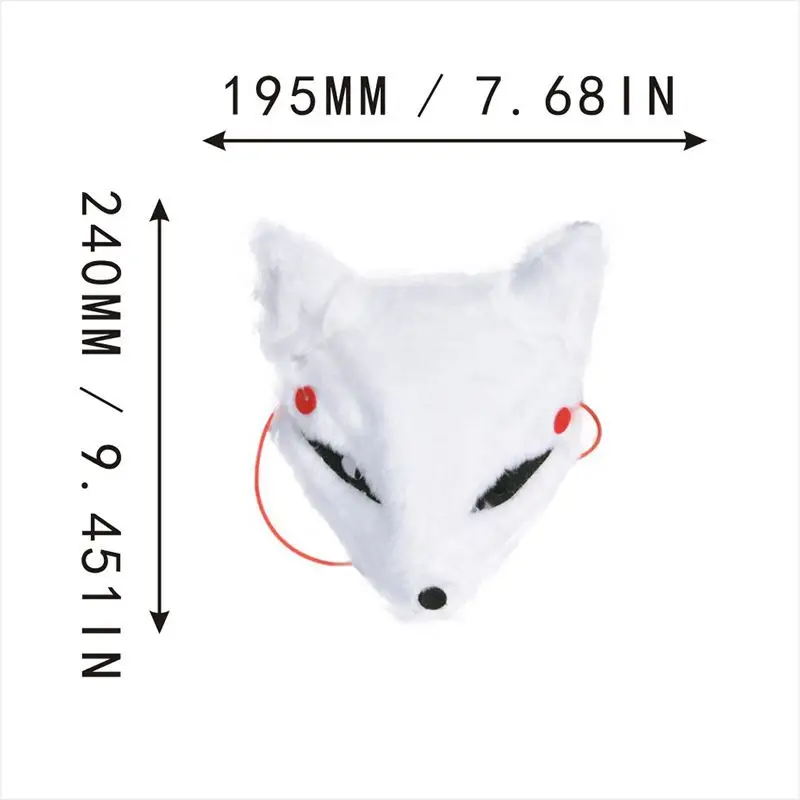 

Halloween Cosplay Anime Geisha Plush Half-Face Mask Fox Ear Covering Party Photo Prop Costume Accessory For Adults And Kids