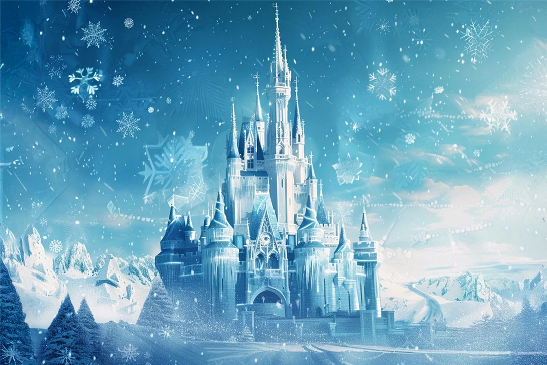 

Зимний лед замороженный синий замок принцесса лес снежное небо снежинка фоны праздничные принадлежности фоны для фотостудии