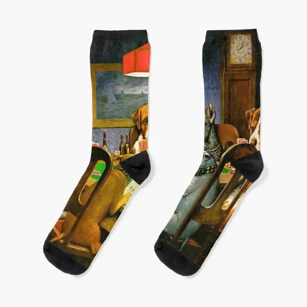 Dogs Playing Poker A Friend in Need Socks Stockings anti-slip Hiking boots Men Socks Women's