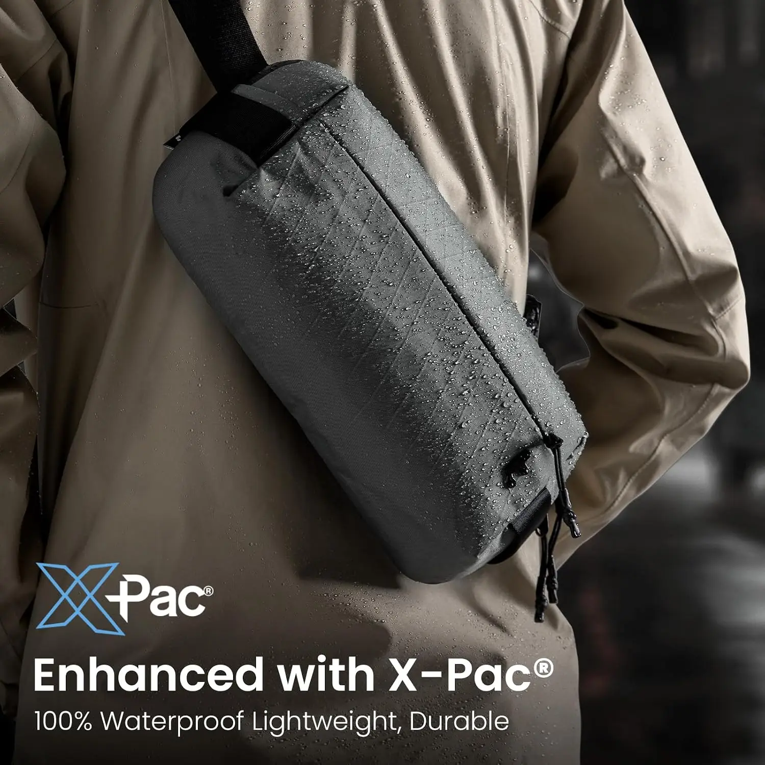 Compact EDC Sling Bag 3L-10L, Minimalist Crossbody Bag Chest Shoulder Pack for Men Women, X-pac/Recycled Polyester view 3