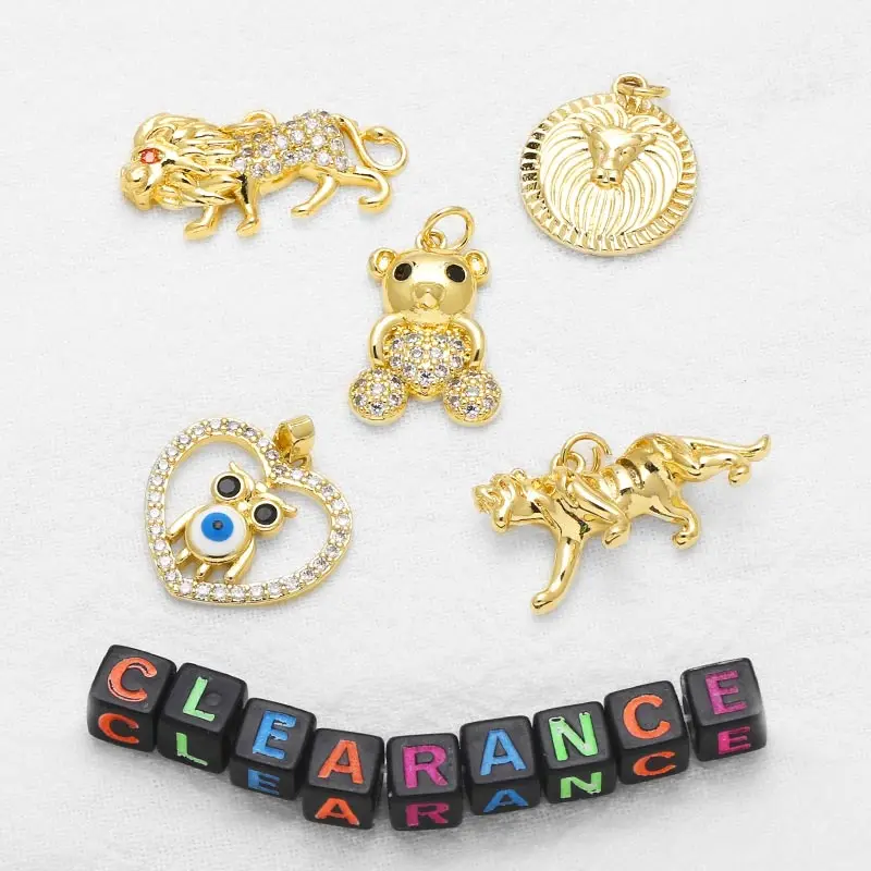 Clearance Crystal Evil Eye Cross Heart Pendant for Necklace Copper Gold Plated Animal Moon Star Jewelry Making Accessrios CPR