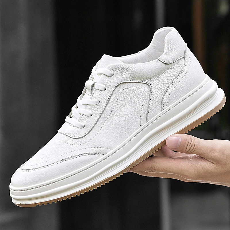

Spring Autumn Men Sneakers Genuine Leather Men Shoes Luxury Leather School Shoes for Man Fashion Skate Shoes Men Vulcanize Shoes