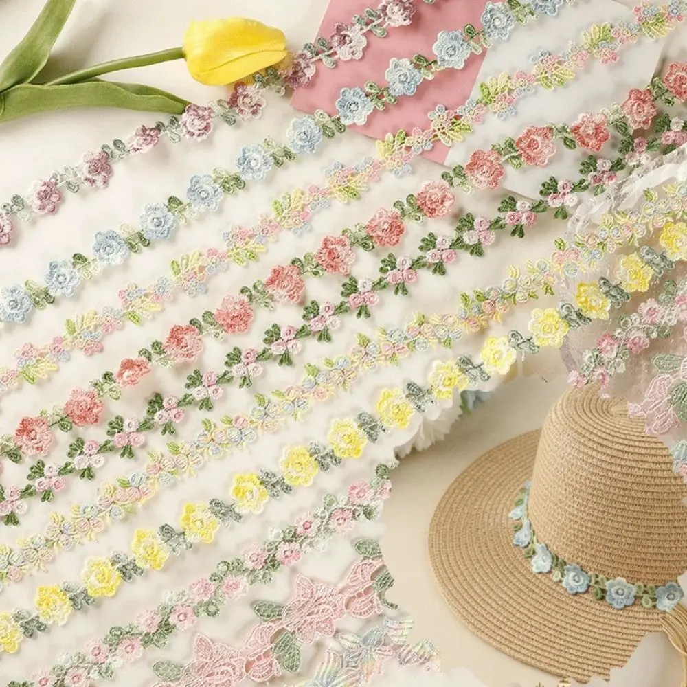 Embroidered Flower Lace Flower Ribbons Wedding Dress Sewing Sewing Materials Embroidered Ribbon DIY Clothes Multicoloured