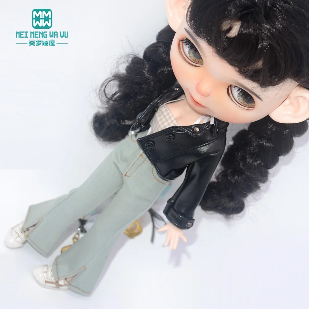 Blyth Puppenkleidung 28–30 cm Azone OB24 Zubehör Spielzeug Mode Lederjacken Jeans Schlaghose Tube Top Geschenke für Mädchen – Detail 6