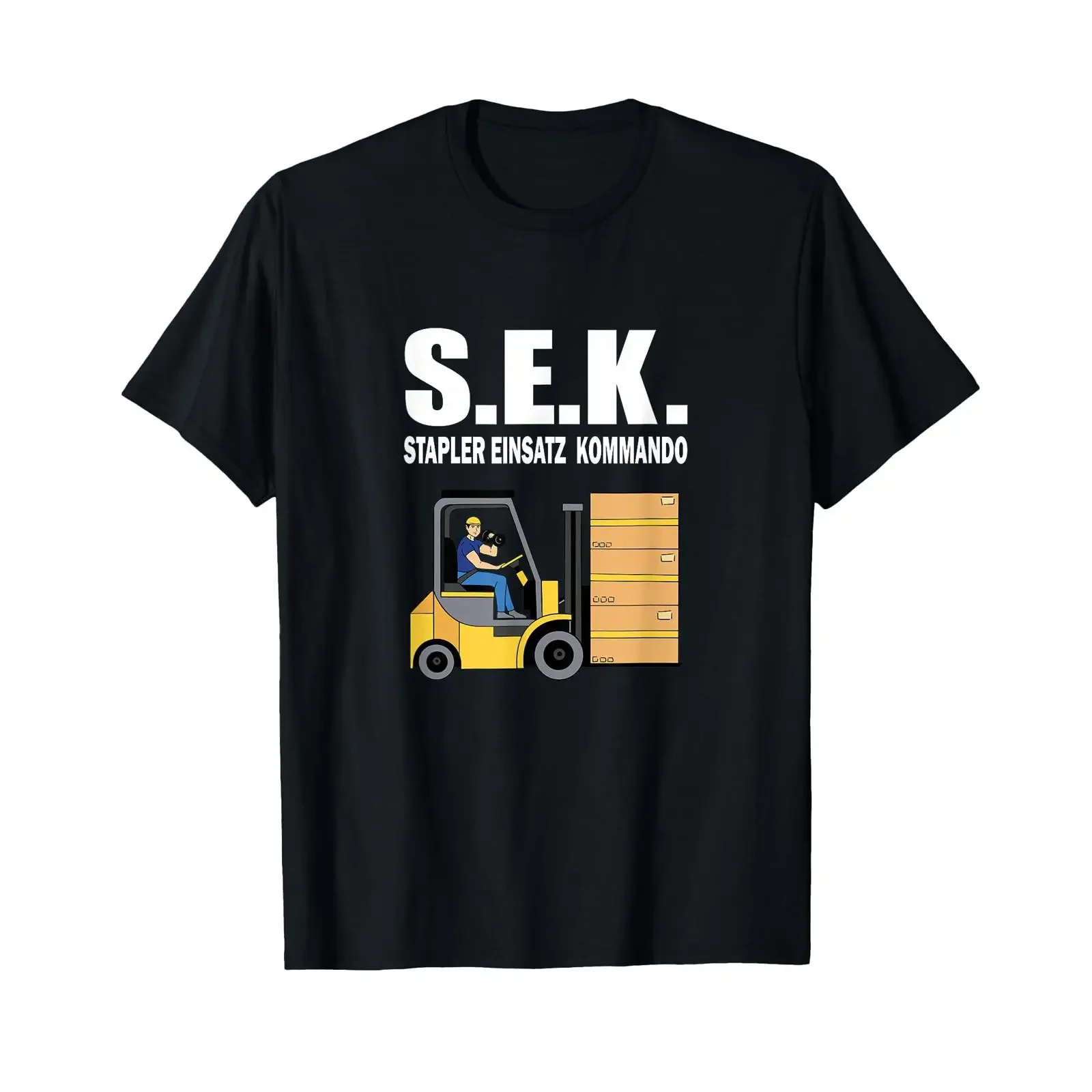 SEK Forklift Operational Commando Driver T Shirt vintage Washed Stretched Casual Slightly Top For Everyday Wear Breathable