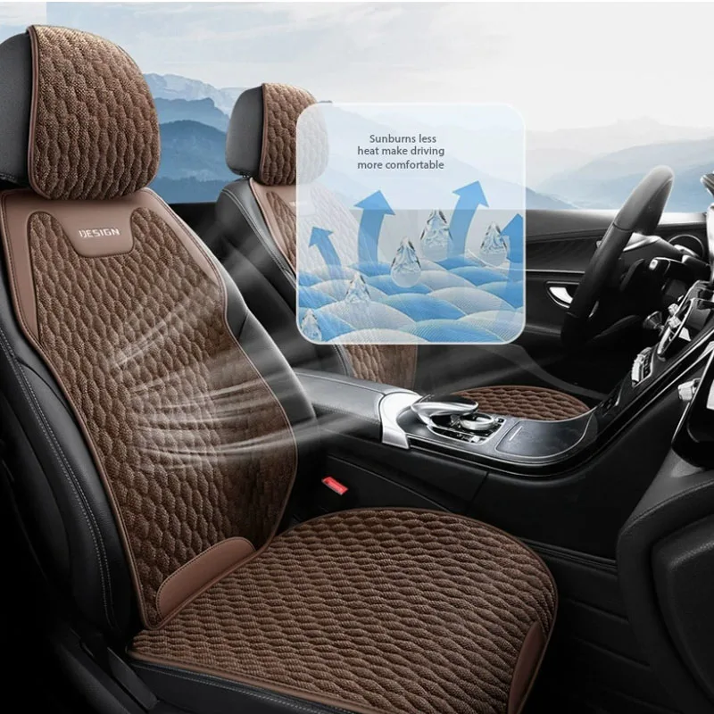 New Linen Fabric Car Seat Cover Four Seasons Universal Breathable Leather Linen Car Seat Cushion Protecto