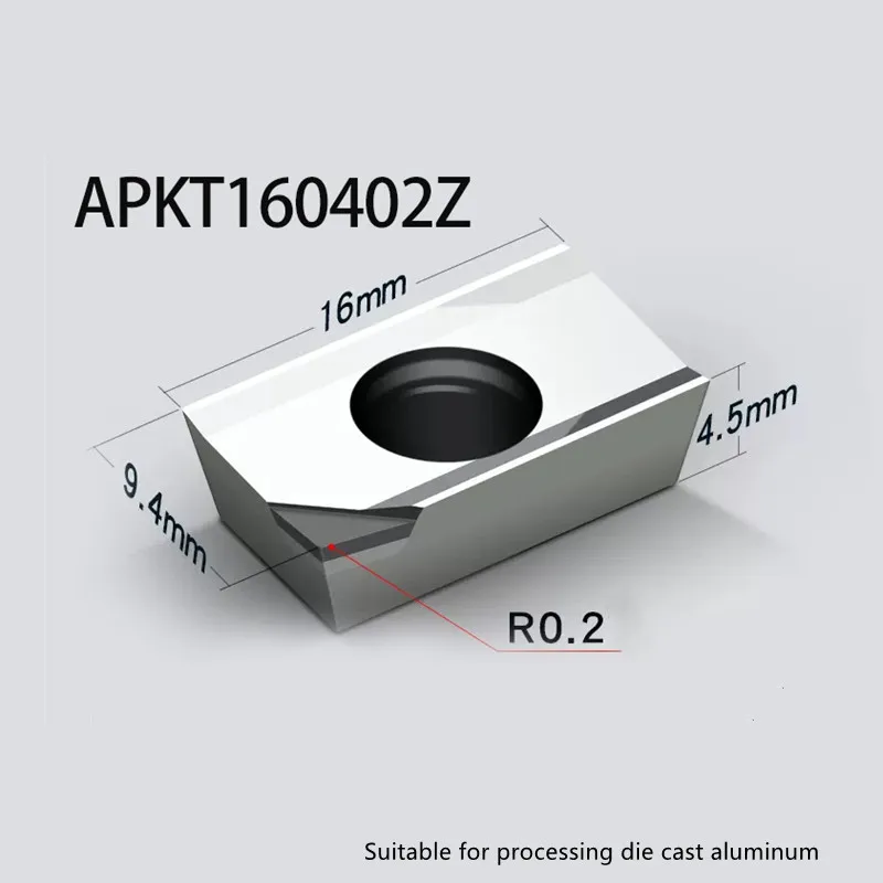 PCD APKT160402Z Insert Single Crystal Turning Tool High Hardness Diamond Cutter for Copper Aluminum to Achieve Mirror Effect