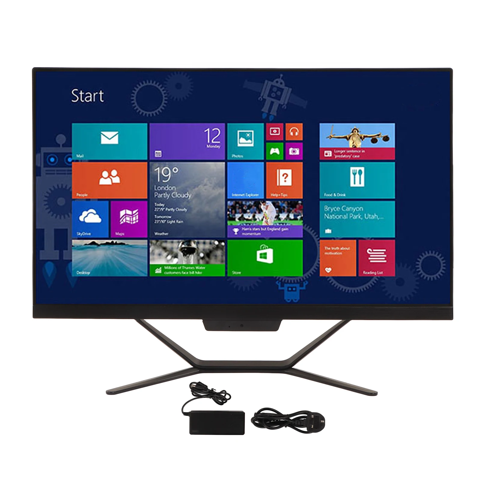 سطح مكتب 23.8 بوصة أسود قابل للمس لوحدة المعالجة المركزية Intel 1920x1080 HD شاشة كبيرة لنظام التشغيل Windows10 مع كاميرا الكمبيوتر