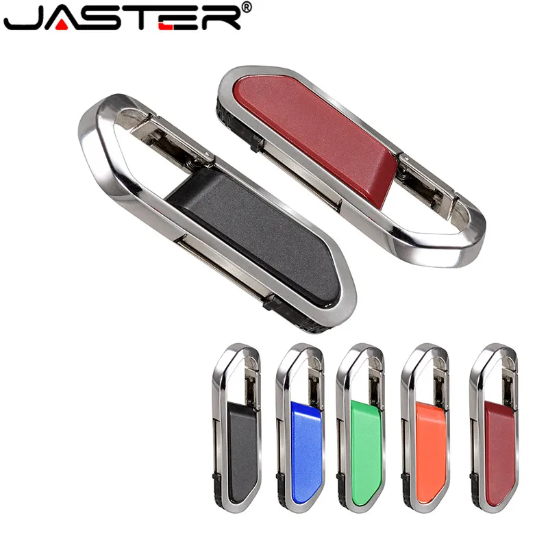 JASTER 가죽 USB 2.0 카라비너 펜 구동 비즈니스 플래시 드라이브 메모리 스틱, 패션 선물, 4GB, 8GB, 16GB, 32GB, 64GB