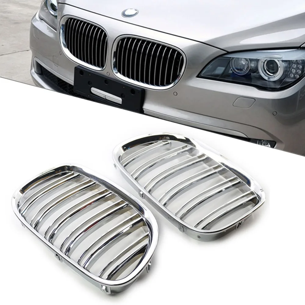 

Pulleco Пара передних решеток радиатора (ноздрей) хромированных черных для BMW F01 F02 F03 F04 740i 750i 7 серии 2009-2015, автоаксессуары