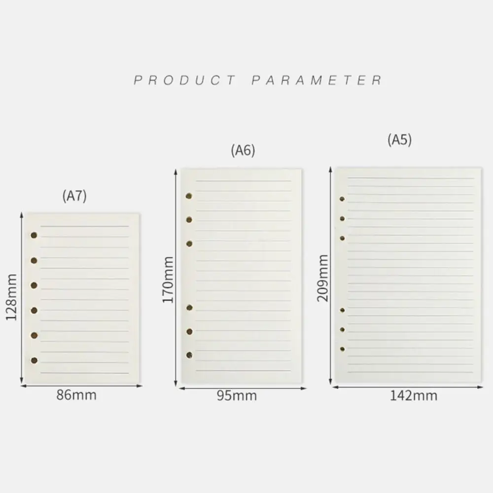 80매 크래프트 종이 루즈 리프 종이 A5/A6/A7 가로줄/무지 6홀 바인더 내지 노트패드 내부 종이 학교 사무용
