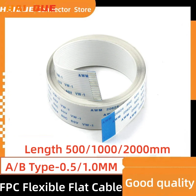 FPC FFC 500/1000/2000mm AWM 20624 80C 60V VW-1 Flexible Flat Cable A/B Type Ribbon Wire 4P/6/8/10/12/14/16/20/26/30/40/50/60Pin