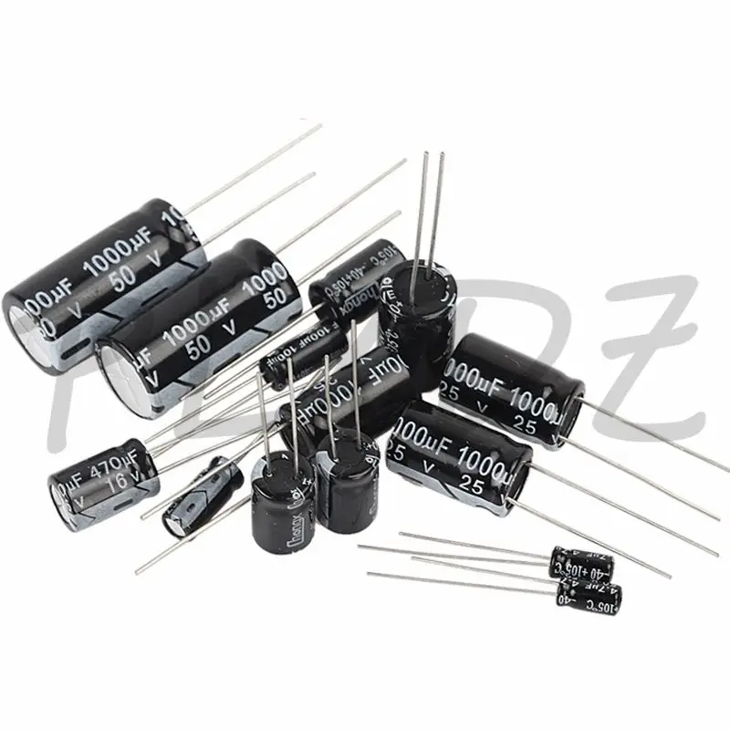 1000 個 10V 16V 25V 35V 50V 1UF 2.2UF 3.3UF 4.7UF 6.8UF 10UF 22UF 33UF 47UF 100UF 220UF 470UF アルミ電解コンデンサ