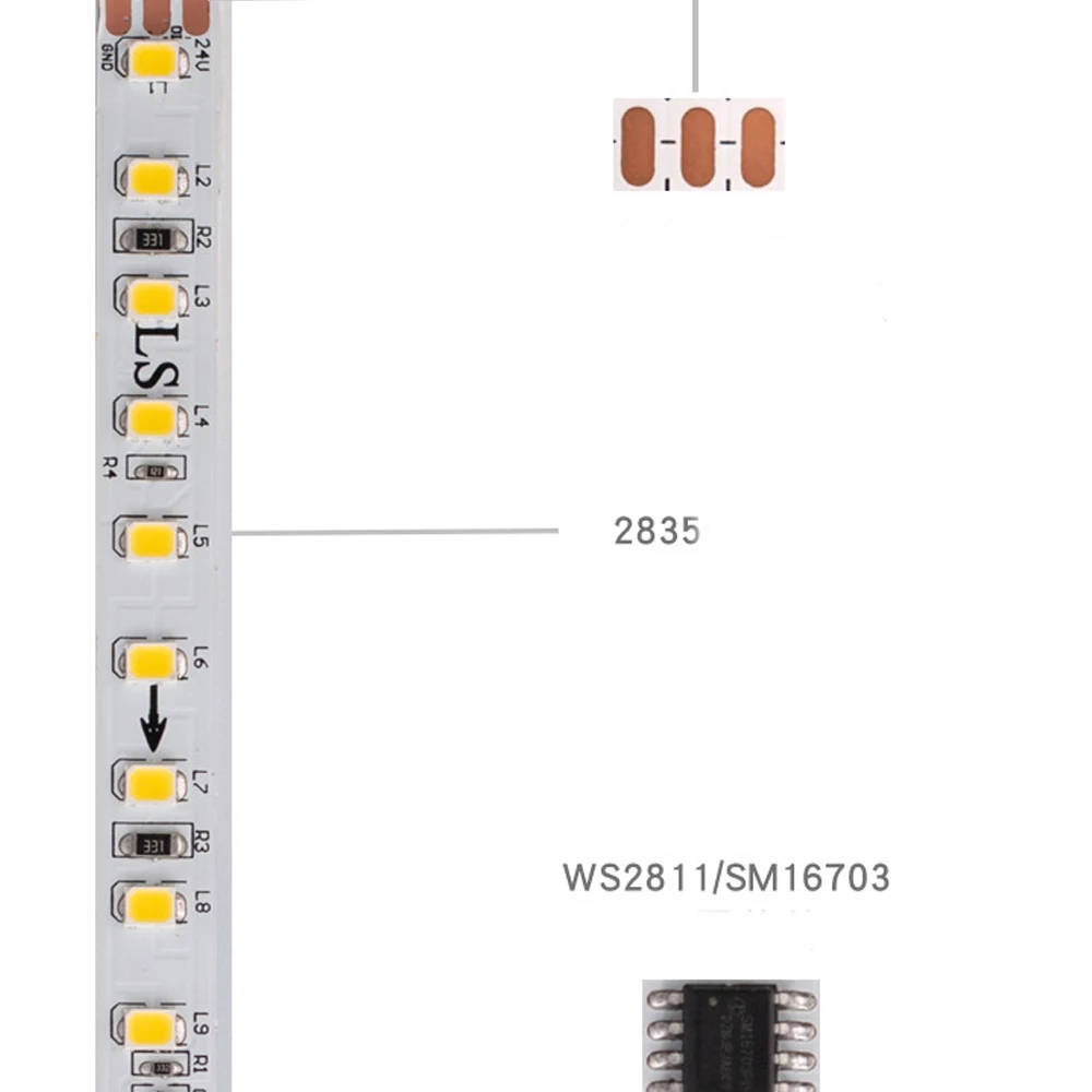 Addressable 24V Led Strip Light SMD 2835 IC WS2811 120Leds/m 5M 10M 24 V Volt Tape Led Strip Addressable Cool Warm Nature White