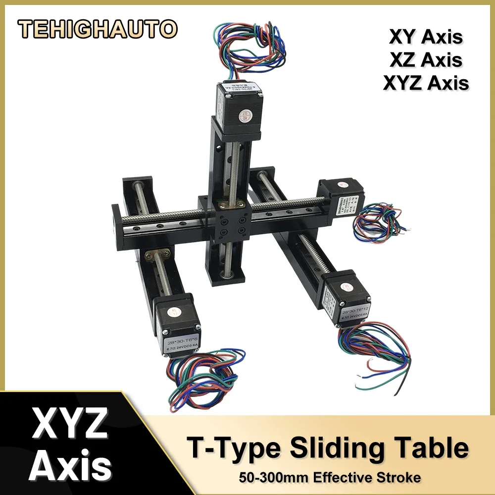 XY/XYZ Axis Sliding Table Nema17 Trapezoidal Lead Screw Automatic Locking Linear Rail Motor Kit Gantry Linear Rail Guide Stage