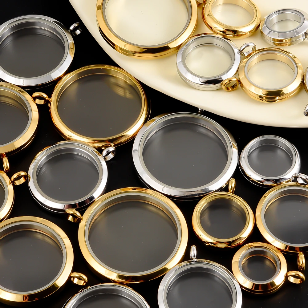 

1Pc 15-40mm Openable Glass Memory Floating Medallion Colgantes No Fade Round Coin Bezel Cremation Ashes Locket Pendant Jewelry