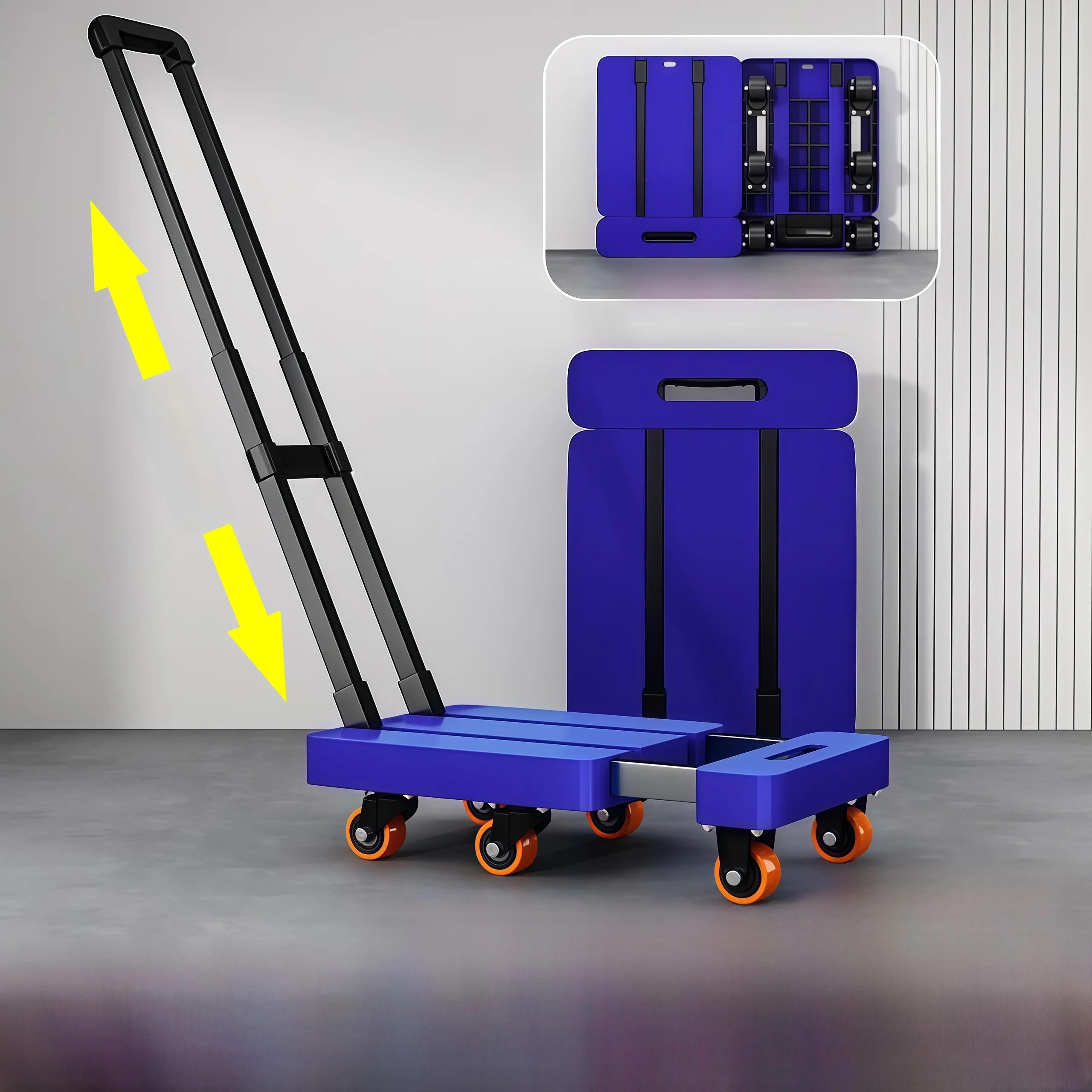 Convenient Portable Shopping Cart Aluminum Alloy Foldable Hand Push Cart Wear Resistant Wheel Trolley for Groceries And Shopping