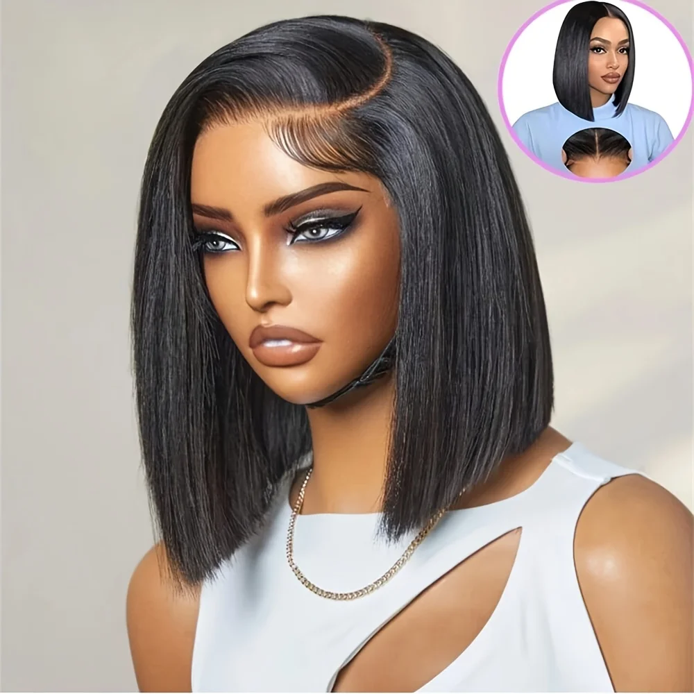 

5x5 Glueless Wigs Human Hair Pre Plucked Pre Cut Wear and Go 13x6 HD Lace Front Closure Wig 4x4 Straight Short Wig 250 Density