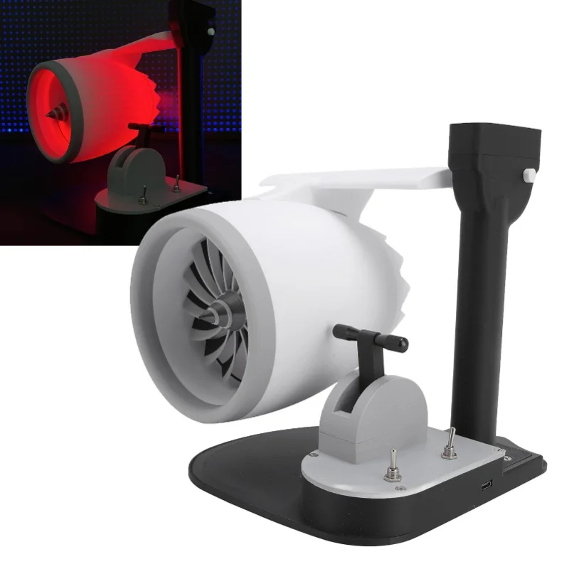 Desktop Fan With Red Tail Light Innovative Turbofan Engine Shape USB Turbo Cooling Fan Humidifier For Home